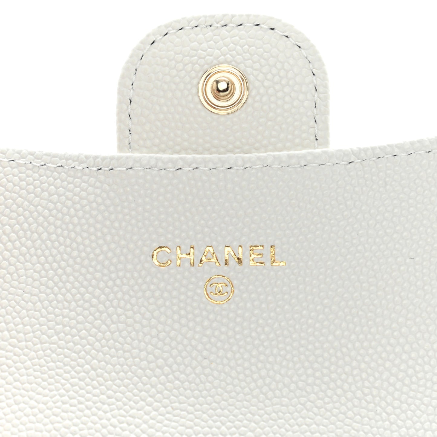 Caviar Quilted Flap Card Holder Wallet White
