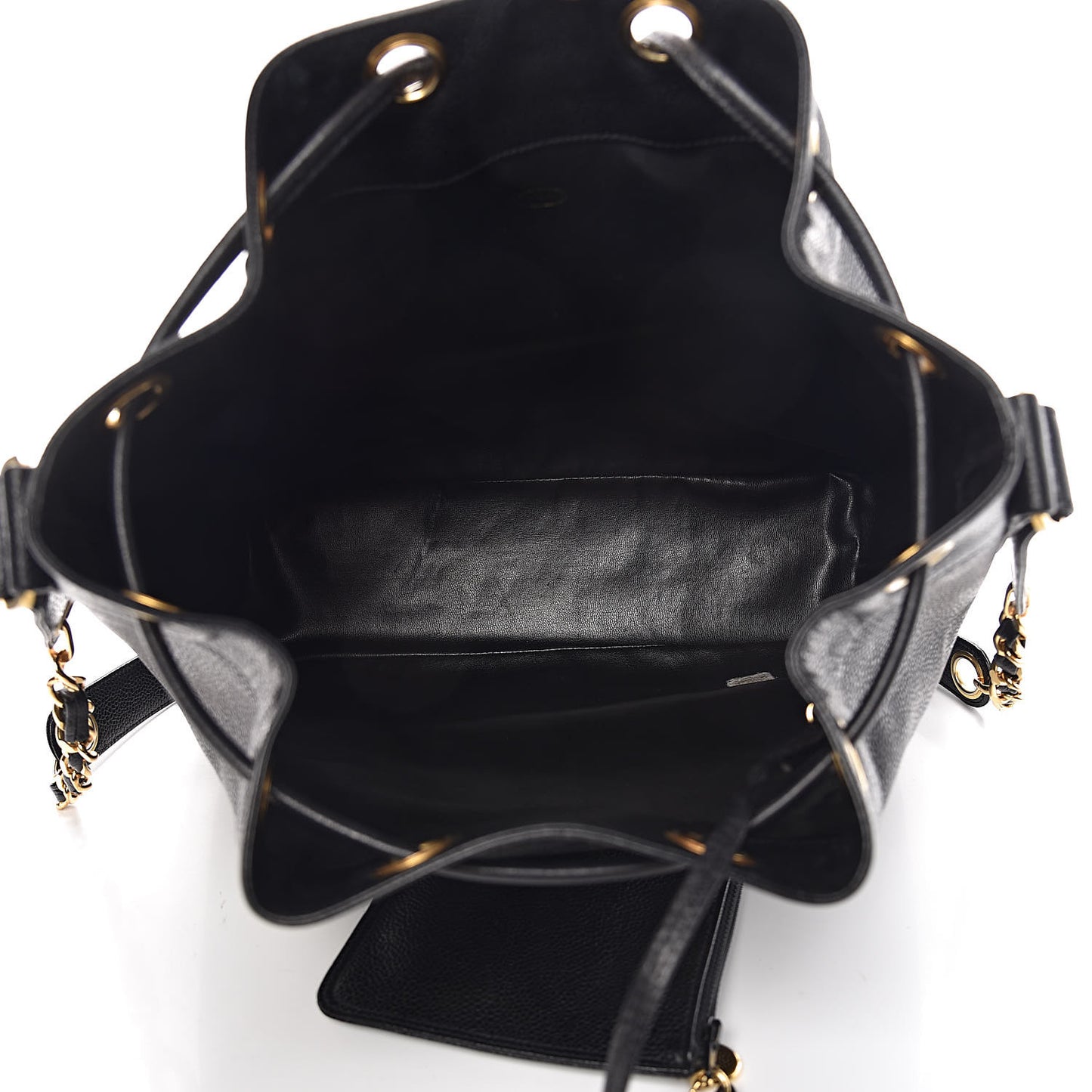 Caviar CC Drawstring Shoulder Bag Black