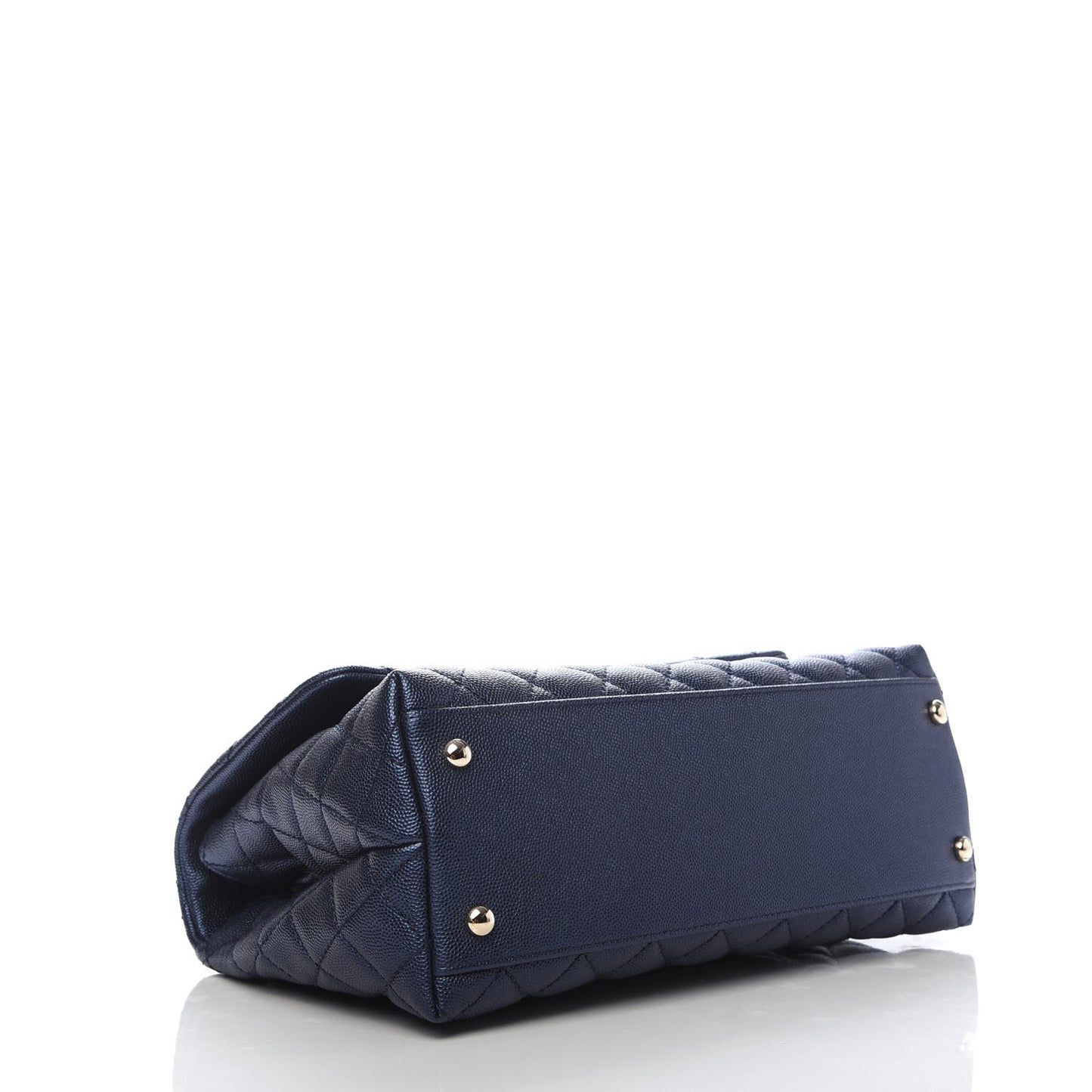 Iridescent Caviar Quilted Small Coco Handle Flap Dark Blue