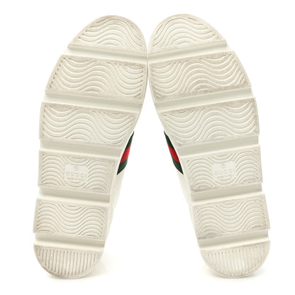 Gucci Calfskin Web Bee Embroidered Womens Ace Platform Sneakers 38 White 6 of 10