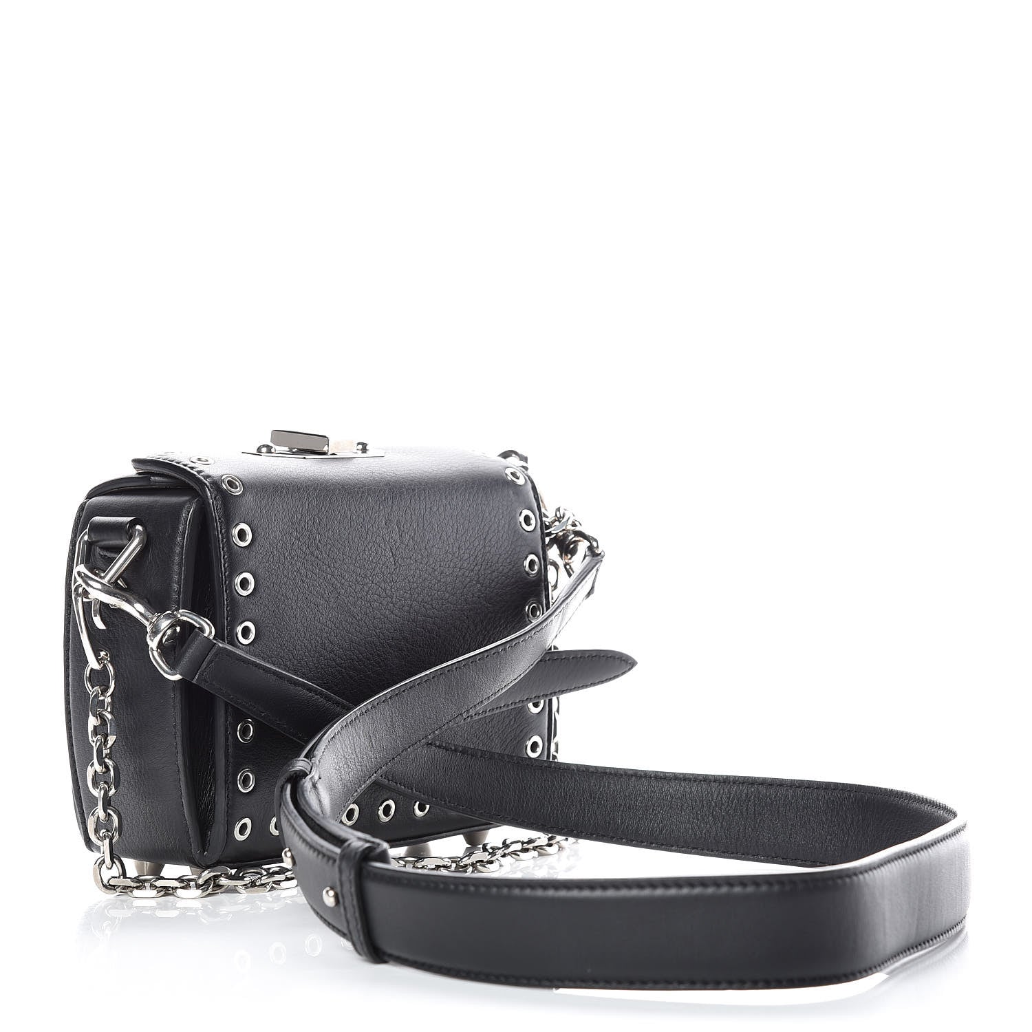 Alexander McQueen Fine Grain Goatskin Perforated Box Shoulder Bag 16 Black 4 of 10