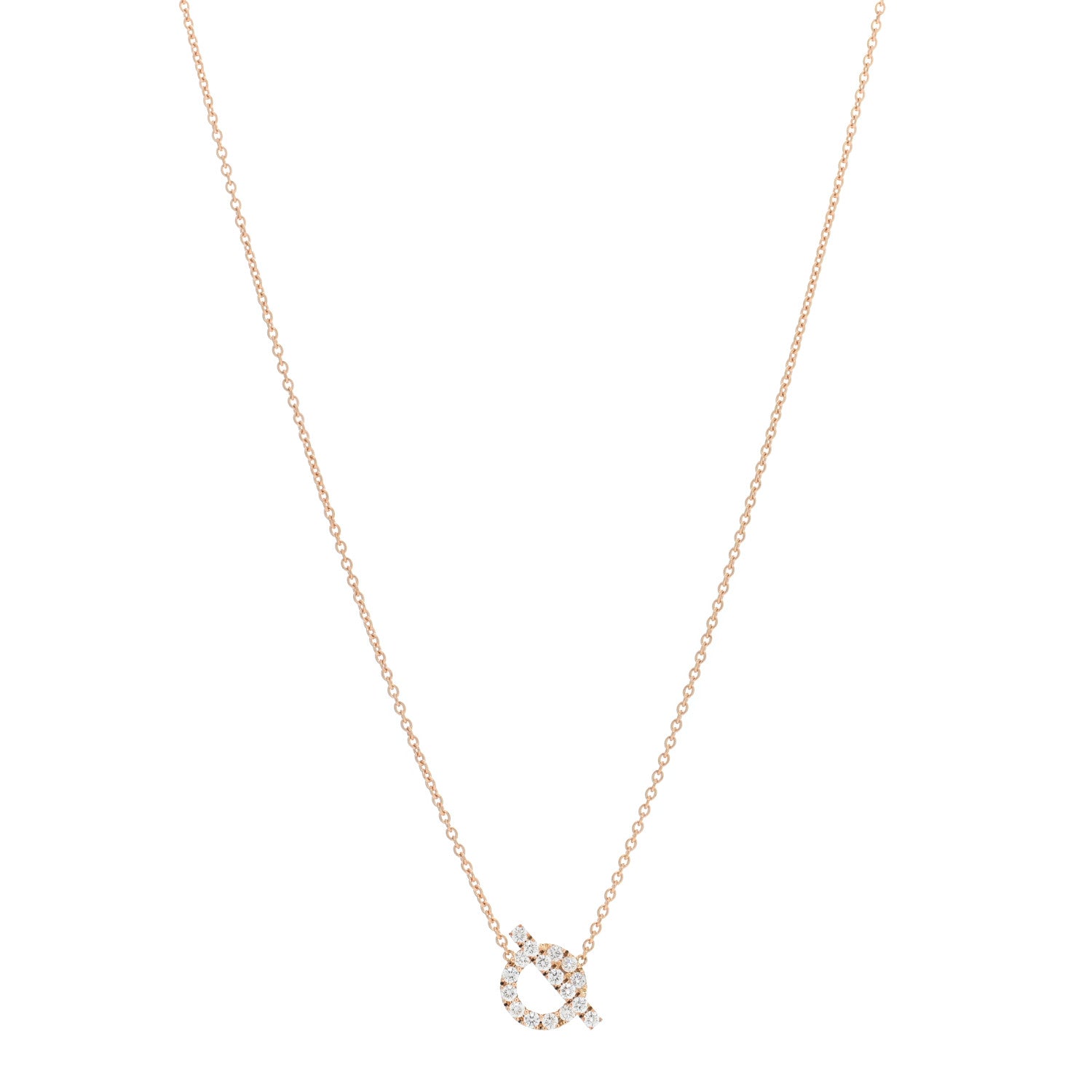 Hermes 18K Rose Gold Diamond Finesse Pendant Necklace 1 of 6