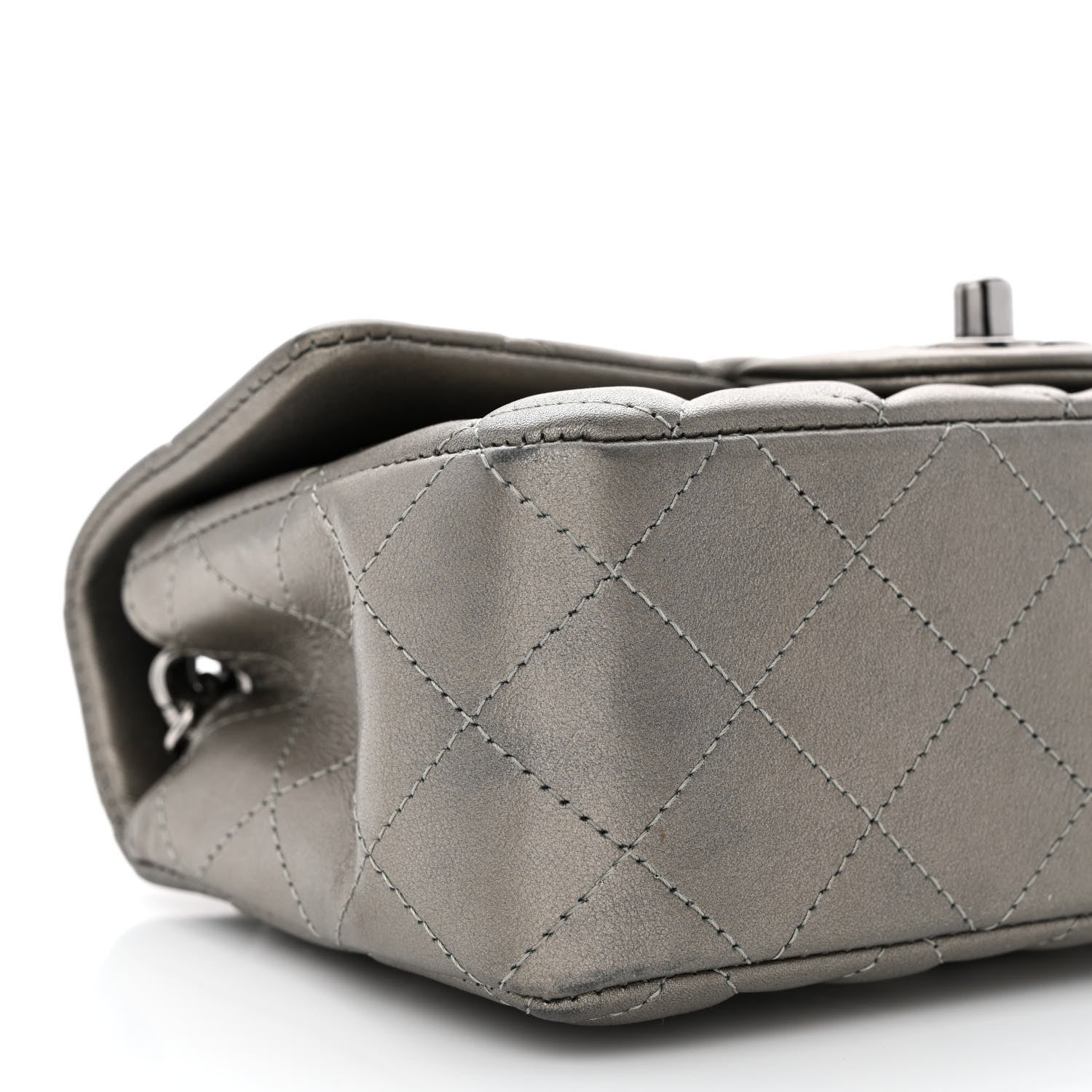 Chanel Metallic Lambskin Quilted Mini Rectangular Flap Ruthenium 9 of 11