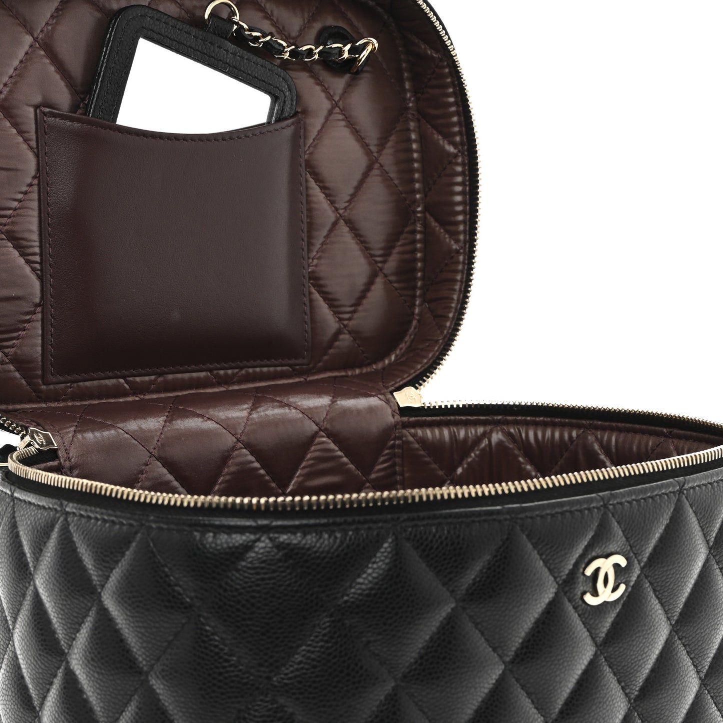 Caviar Quilted Large Vanity Pouch Black