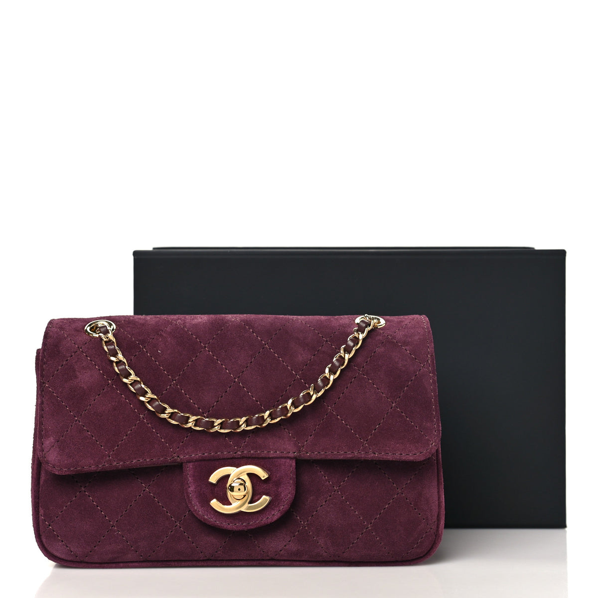 Suede Calfskin Mini Souplissimo Flap Burgundy
