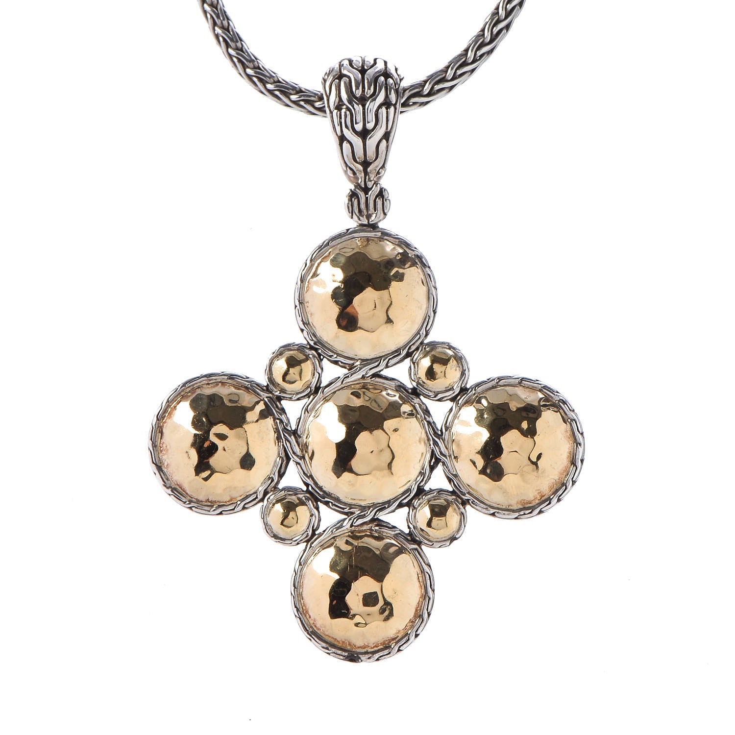 John Hardy Sterling Silver 22K Gold Palu Cross Pendant Necklace 5 of 9