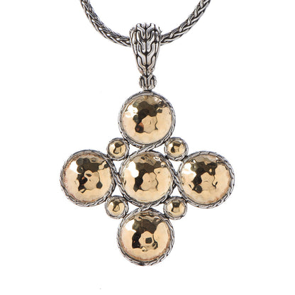 John Hardy Sterling Silver 22K Gold Palu Cross Pendant Necklace 5 of 9
