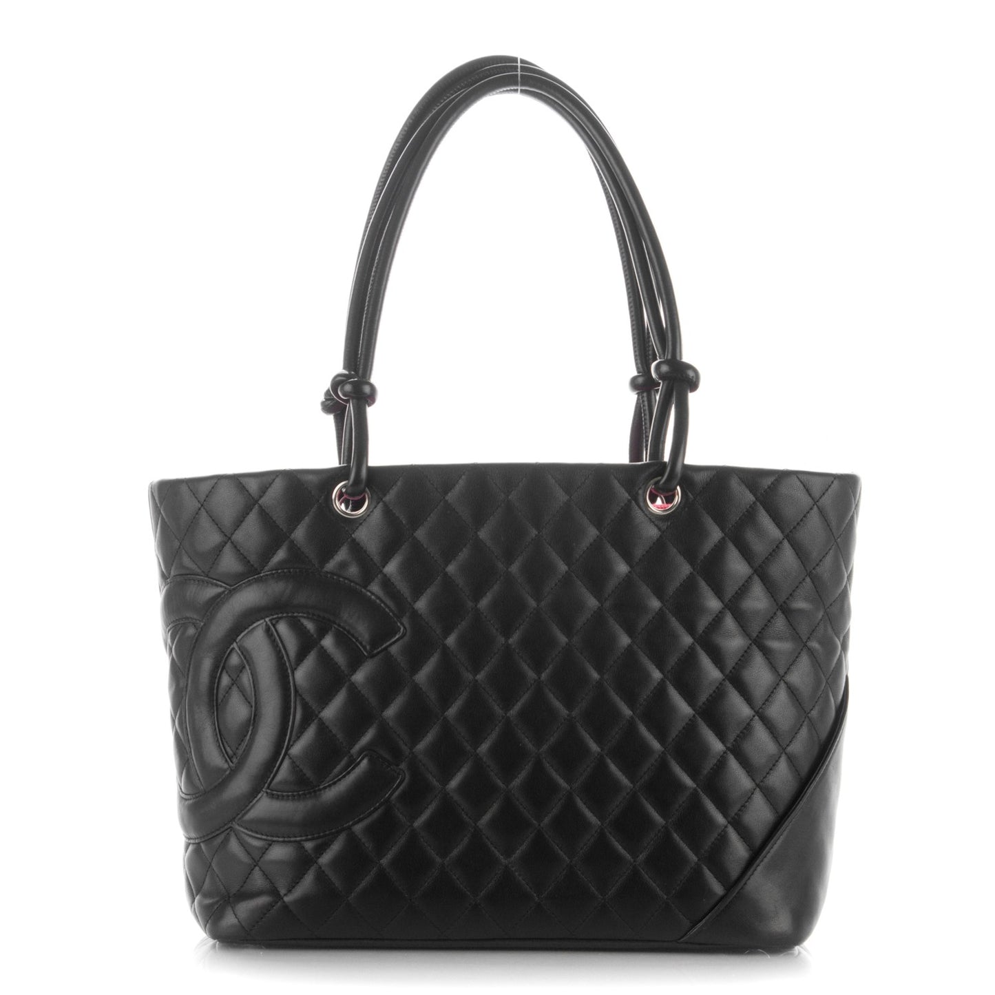 Calfskin Quilted Large Cambon Tote Black