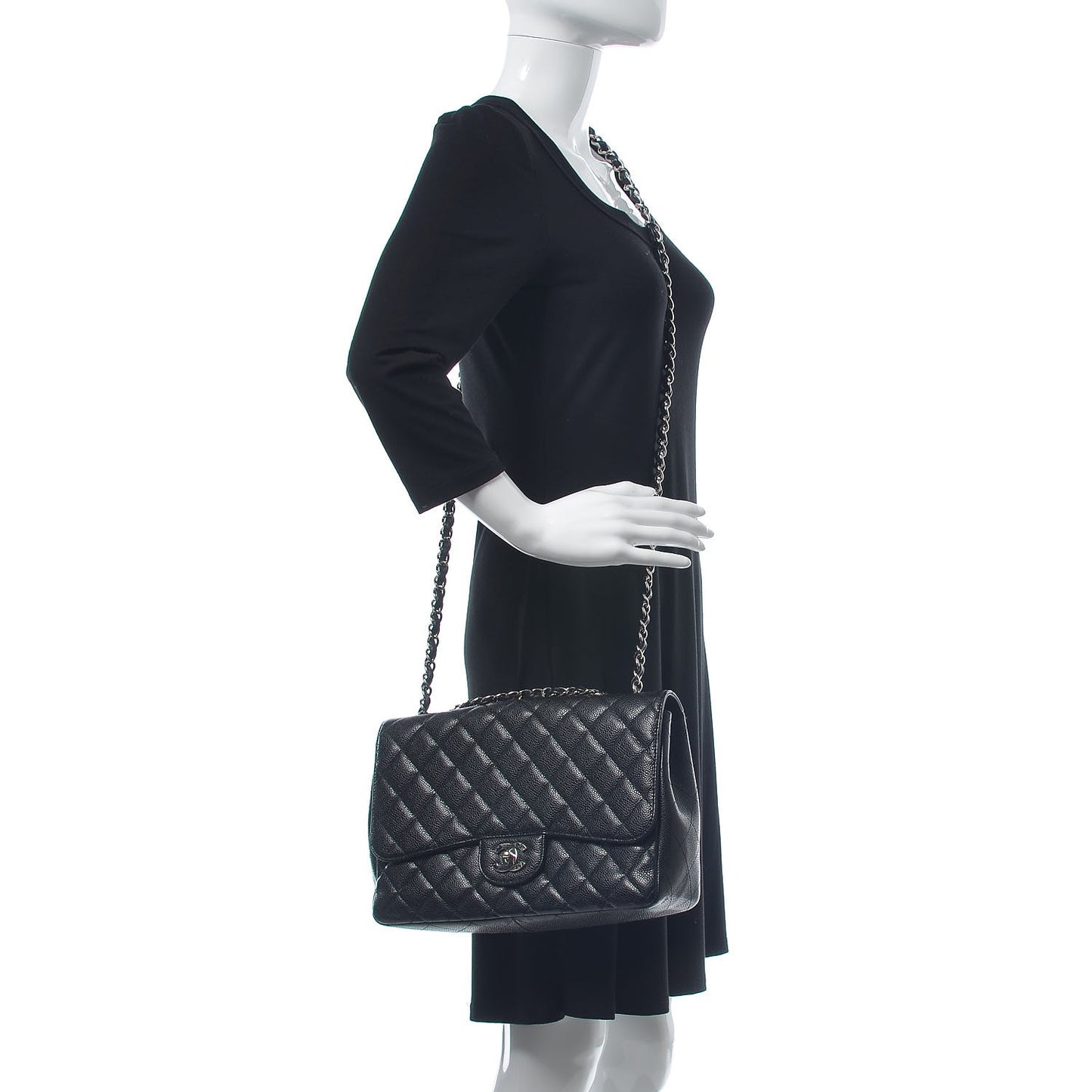 Caviar Quilted Jumbo Single Flap Black