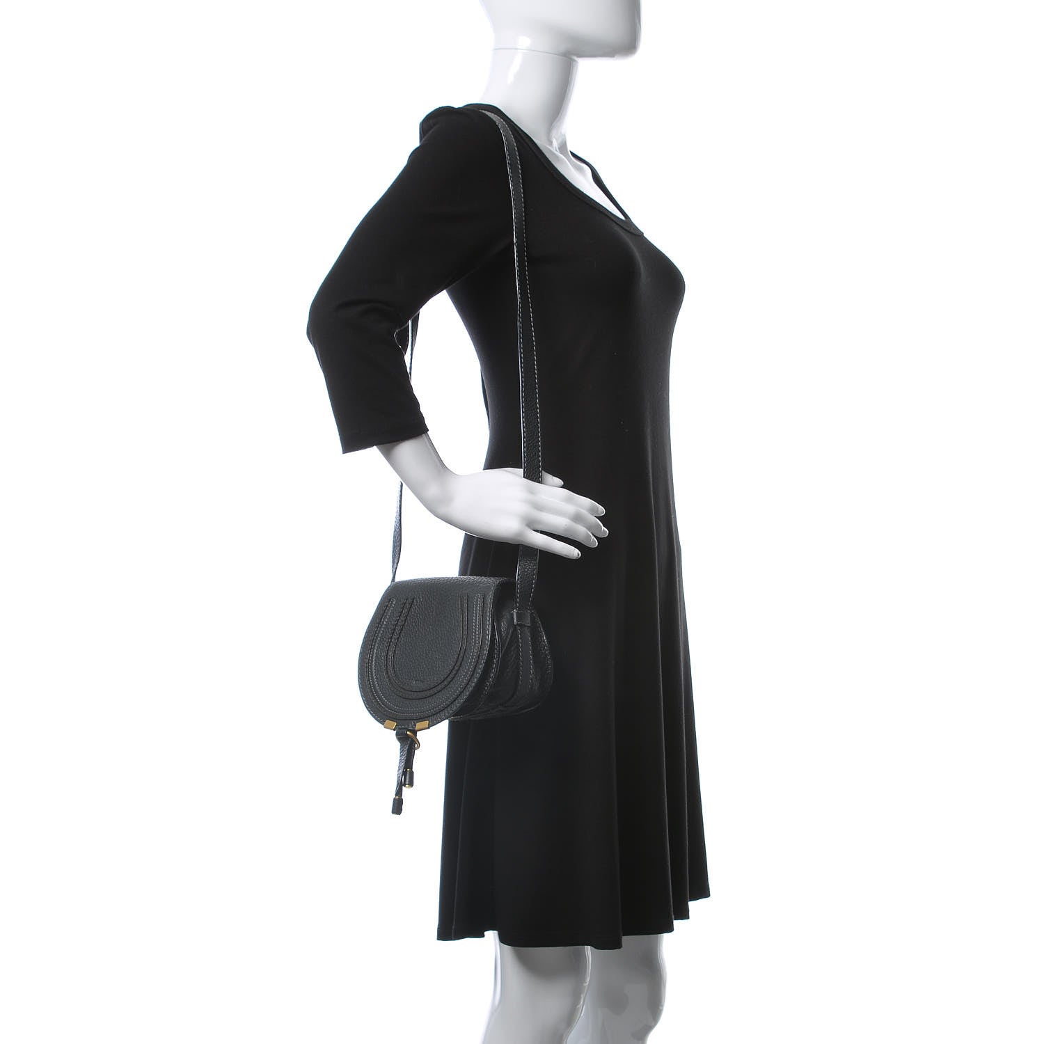 Chloe Calfskin Mini Marcie Round Crossbody Bag Black 2 of 11