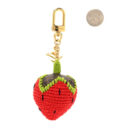 Louis Vuitton Crochet Monogram Embroidered Berrylicious Bag Charm Rouge 2 of 4