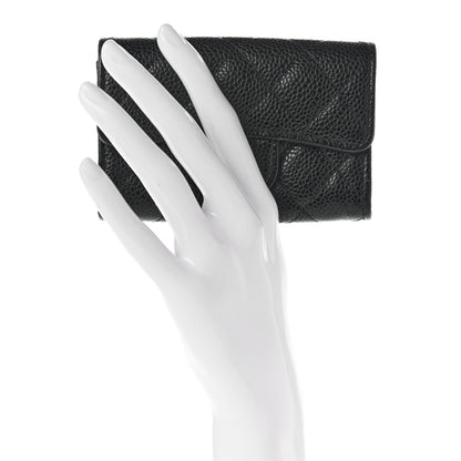 Chanel Caviar Quilted Flap Card Holder Wallet Black 2 of 8