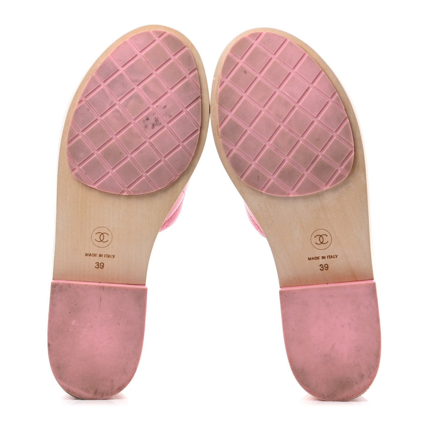 Lambskin CC Flat Slide Sandals 39 Pink