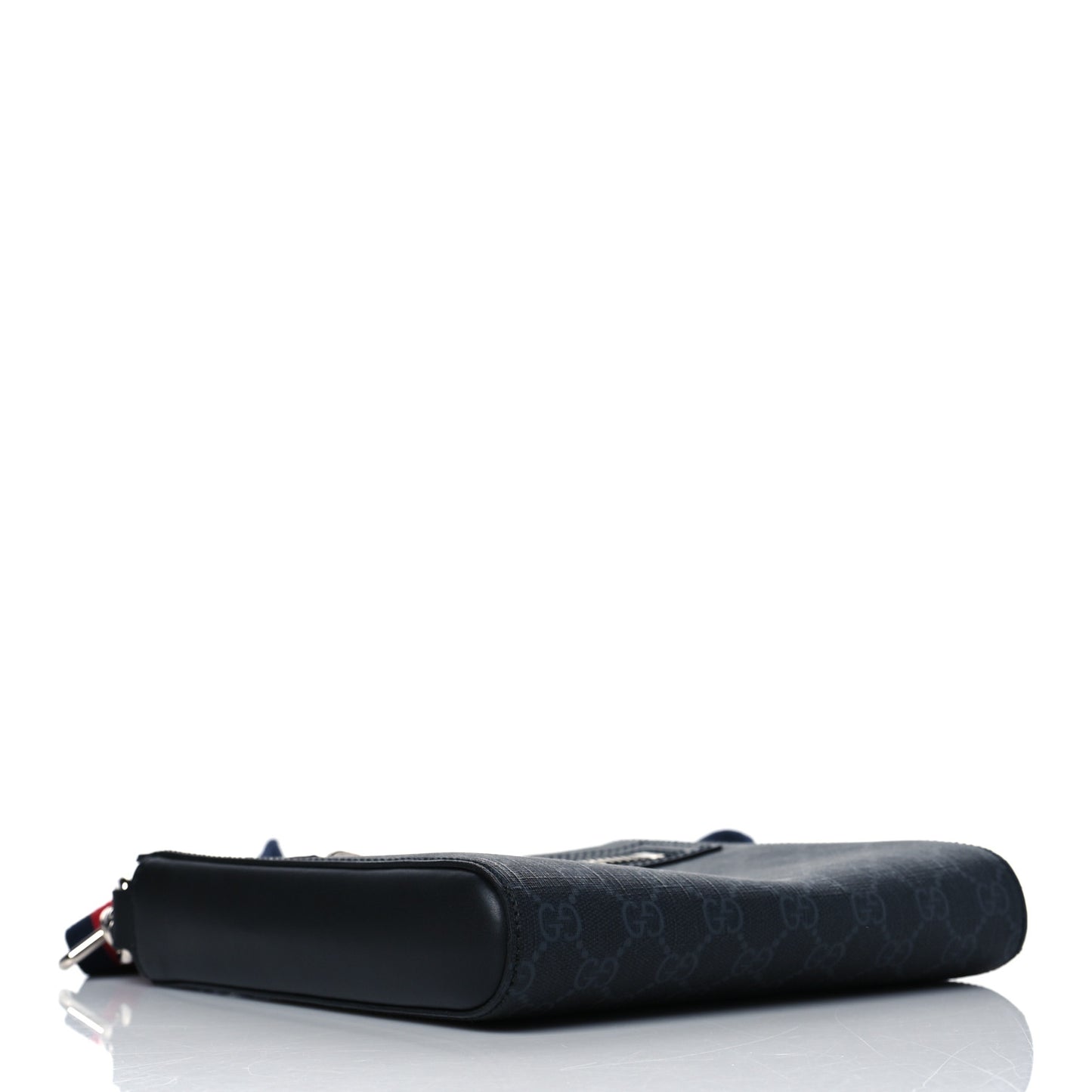 GG Supreme Monogram Web Small Flat Messenger Bag Black Grey