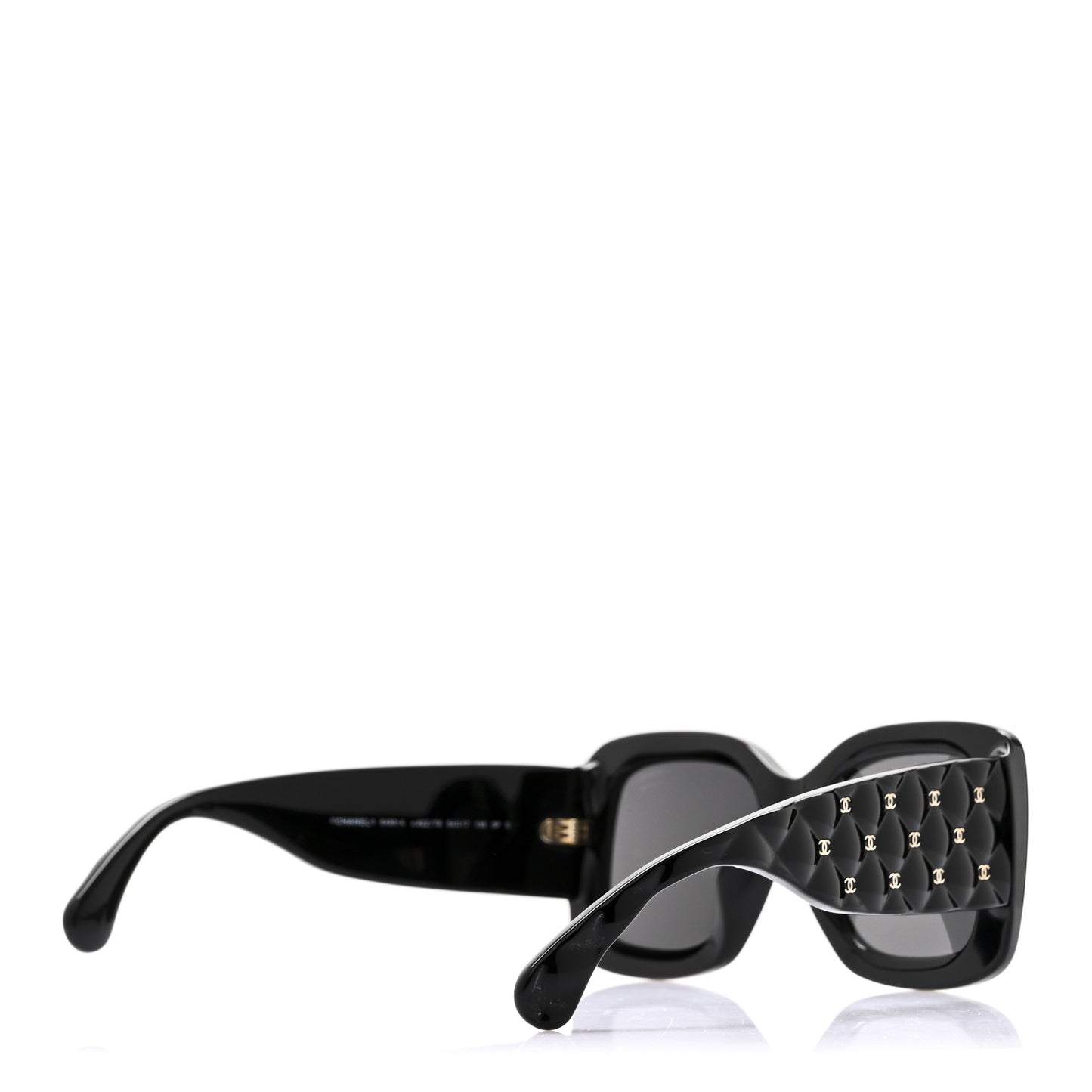 Acetate Quilted CC Rectangle Sunglasses 5483-A Black