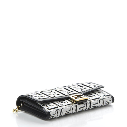 Fendi X JOSHUA VIDES Nappa FF Embossed Continental Wallet on Chain White Black 4 of 11
