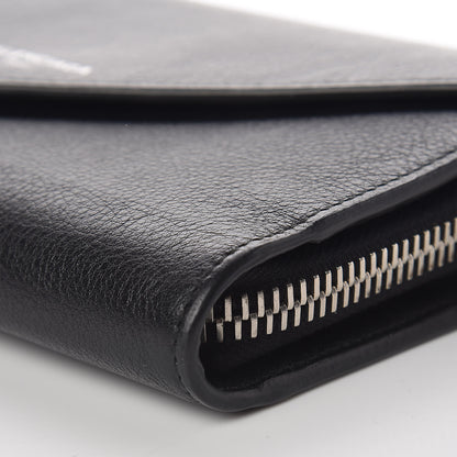 Balenciaga Calfskin Papier Money Zip Around Wallet Black 10 of 10