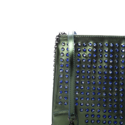 Christian Louboutin Patent Scarabe Loubiposh Spikes Chain Clutch Ocean Amazon 11 of 11