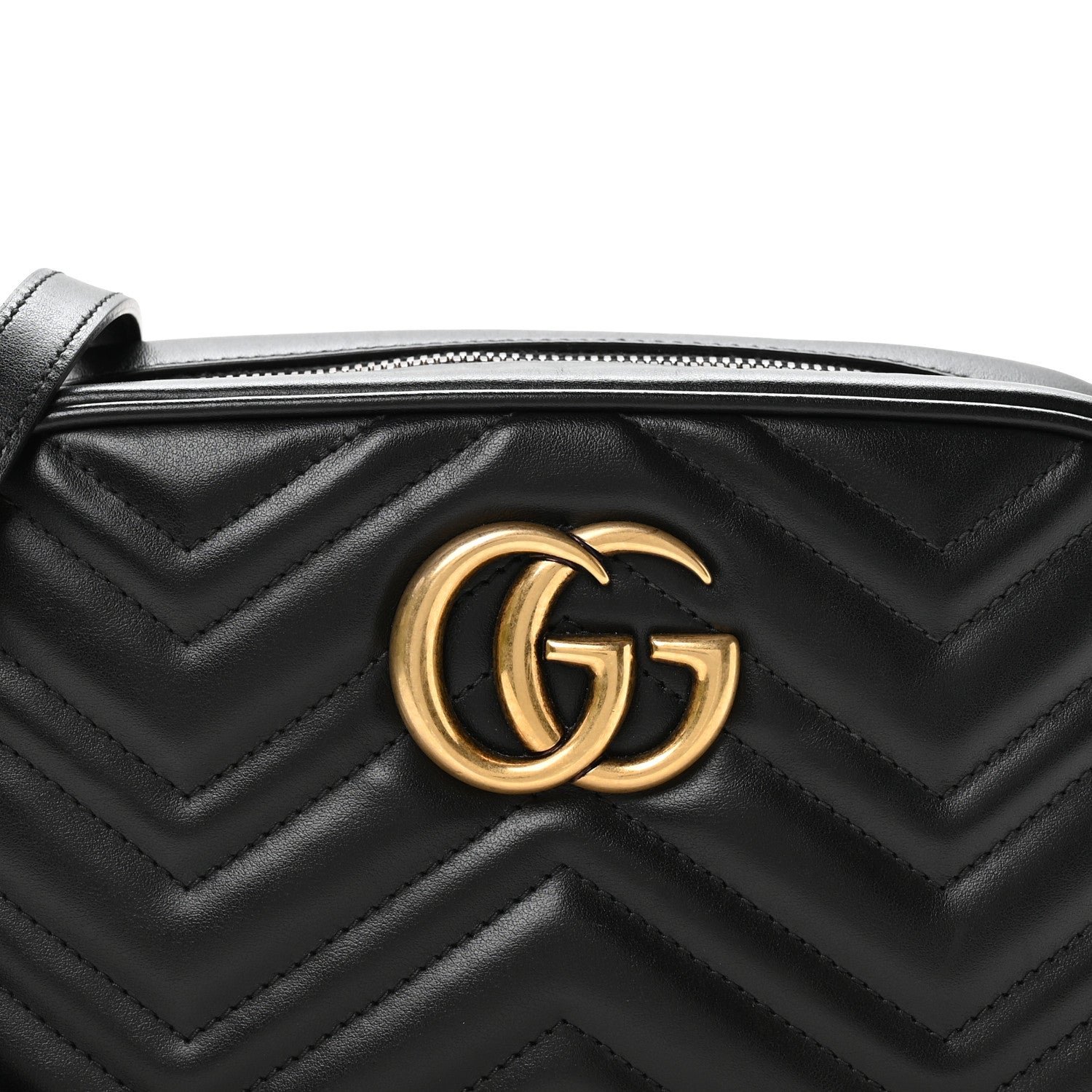 Gucci Calfskin Matelasse Small GG Marmont Chain Shoulder Bag Black 8 of 11