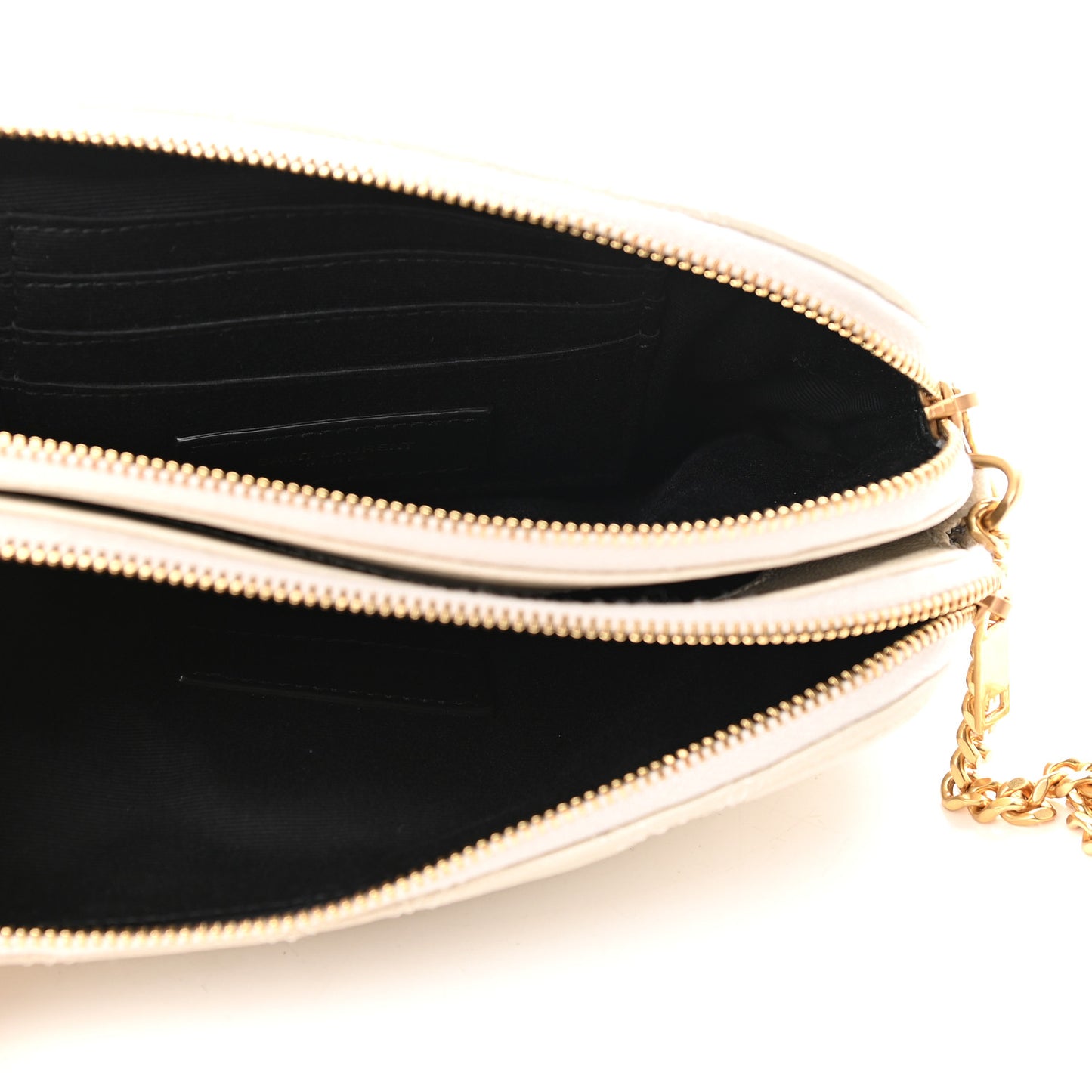 Grained Lambskin Quilted Mini Becky Double Zip Bag Vintage White
