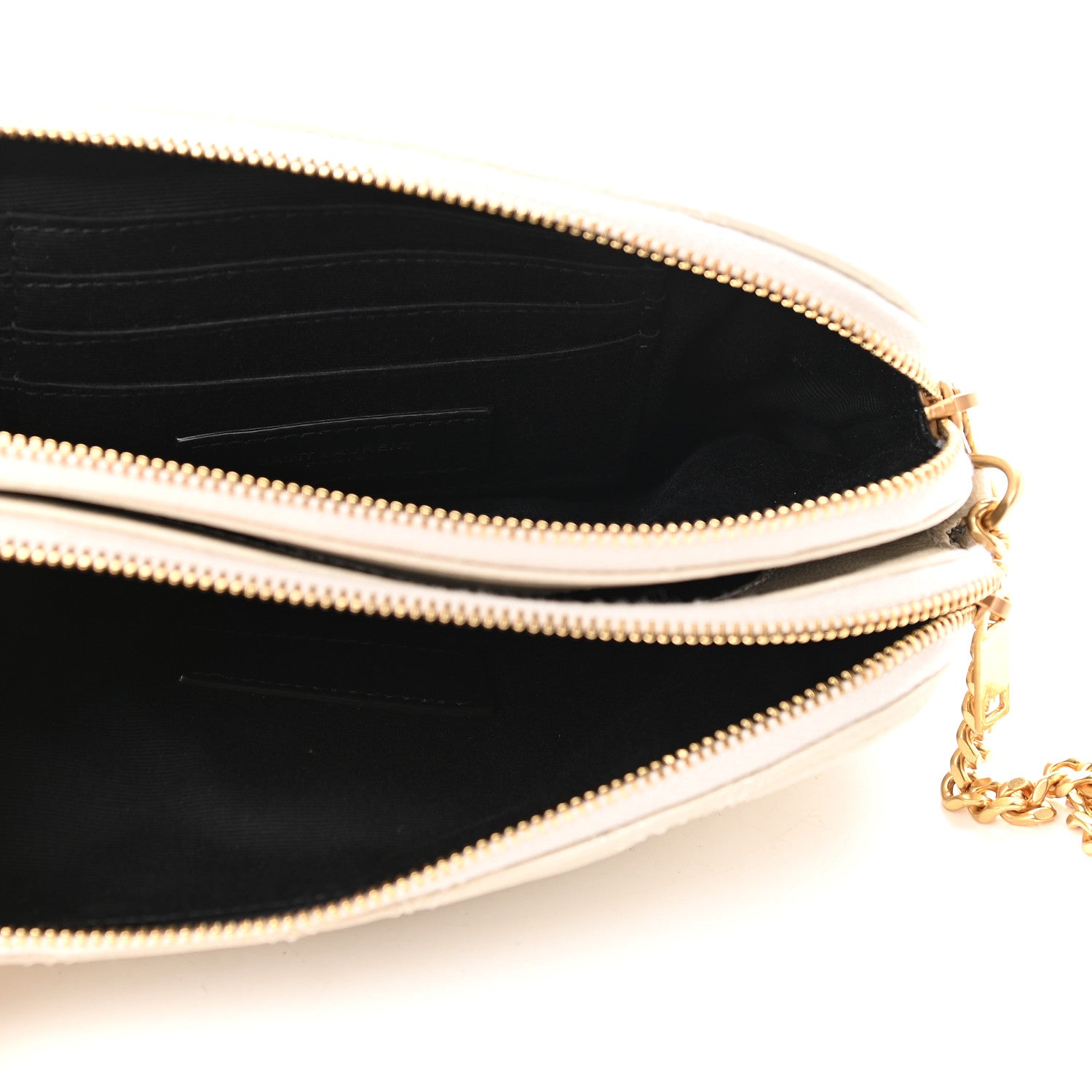 Saint Laurent Grained Lambskin Quilted Mini Becky Double Zip Bag Vintage White 6 of 11