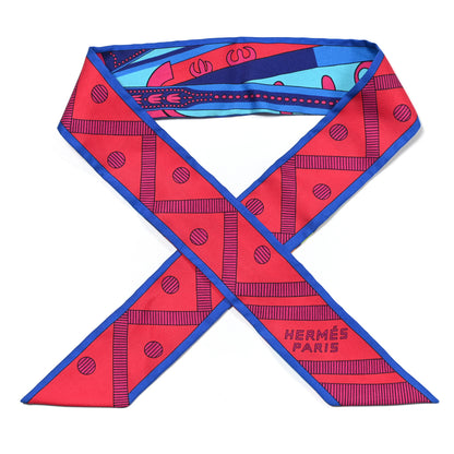 Hermes Silk Balade En Berline Twilly Rouge Fuchsia Turquoise 1 of 4