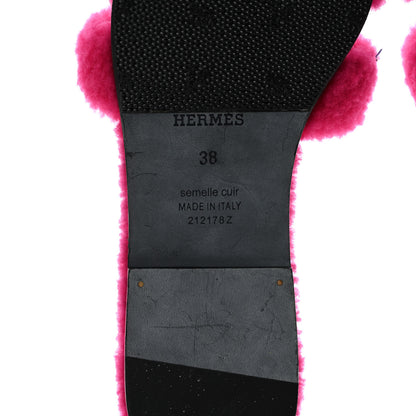 Hermes Woolskin Oran Sandals 38 Rose Fuchsia 6 of 8