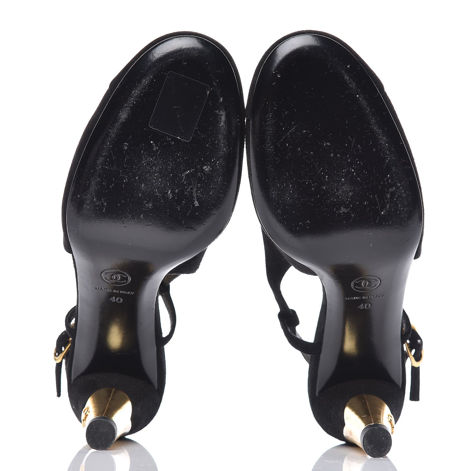 Chanel Suede Cap Toe CC Slingback Pumps 40 Black 5 of 12
