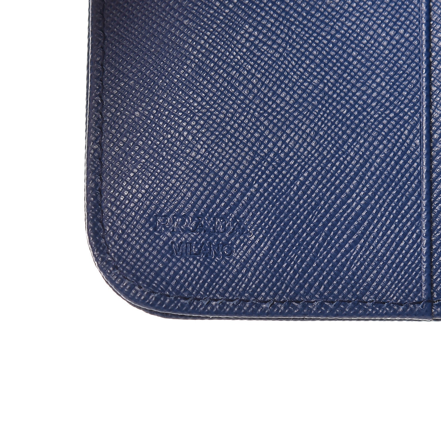 Prada Saffiano Metal Compact Zip Around Wallet Bluette 8 of 10