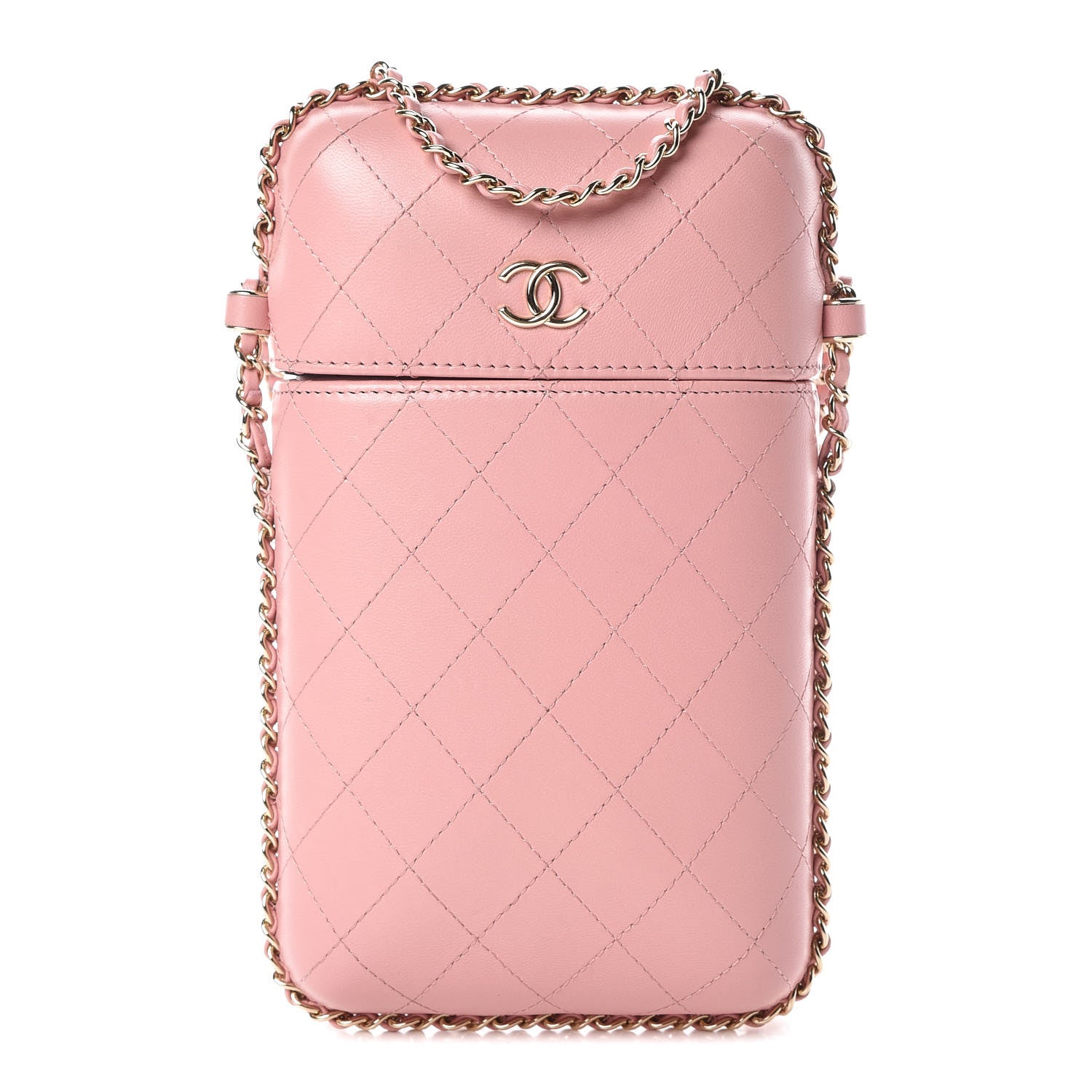Chanel Lambskin Quilted Chain Around Phone Holder Pink 1 of 10