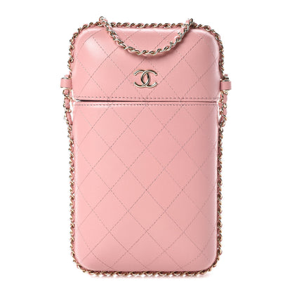 Chanel Lambskin Quilted Chain Around Phone Holder Pink 1 of 10