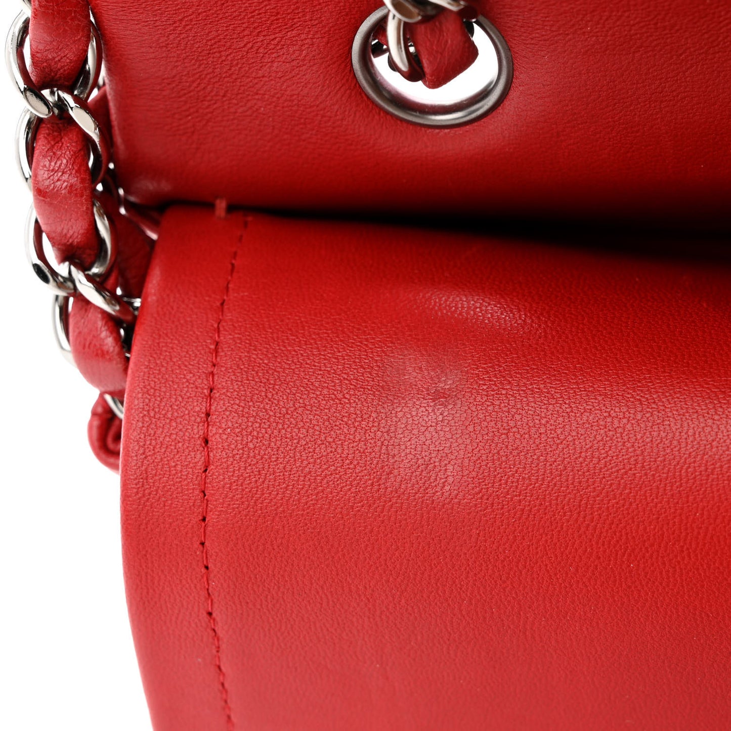 Lambskin Quilted Medium Double Flap Red