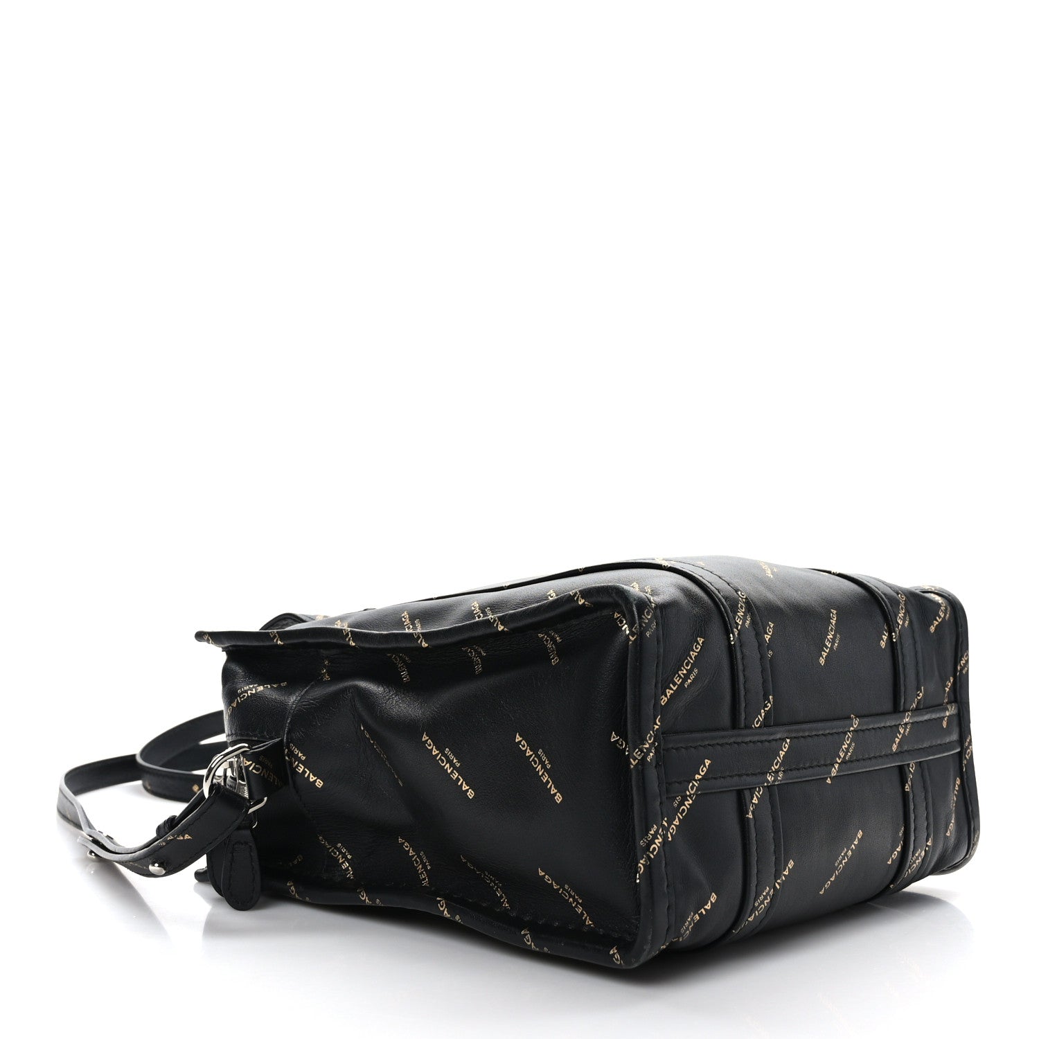 Balenciaga Calfskin Allover Logo XS Bazar Shopper Tote Black Gold 4 of 9