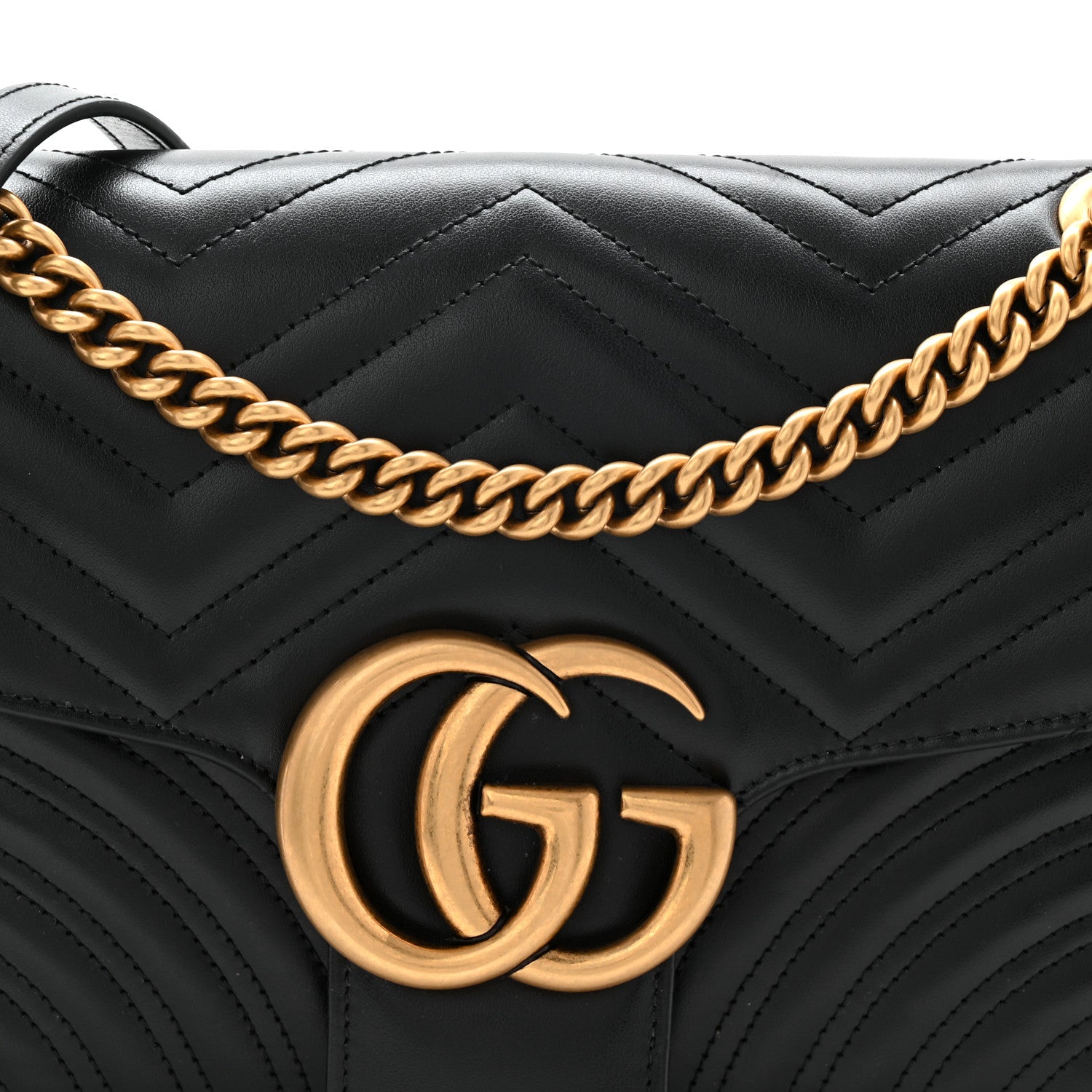 Gucci Calfskin Matelasse Medium GG Marmont Shoulder Bag Black 8 of 10
