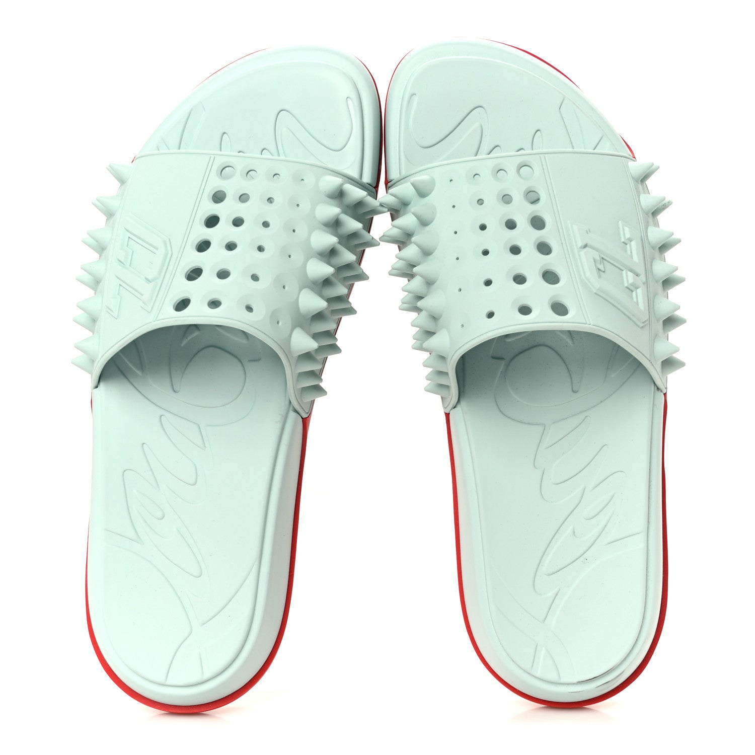 Christian Louboutin Rubber Take It Easy Flat Slide Sandals 46 Iceberg 2 of 11