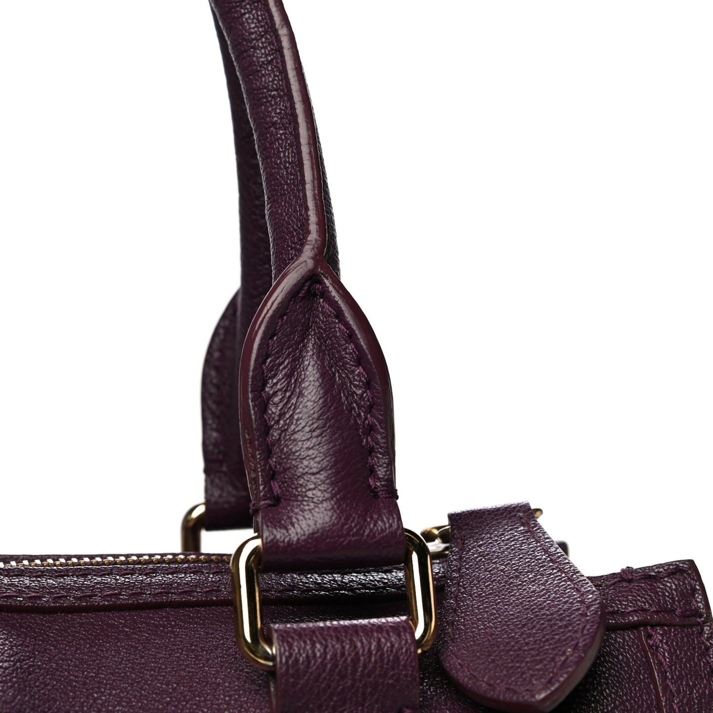 Grainy Calfskin Small Pilgrim Bowling Bag Plum