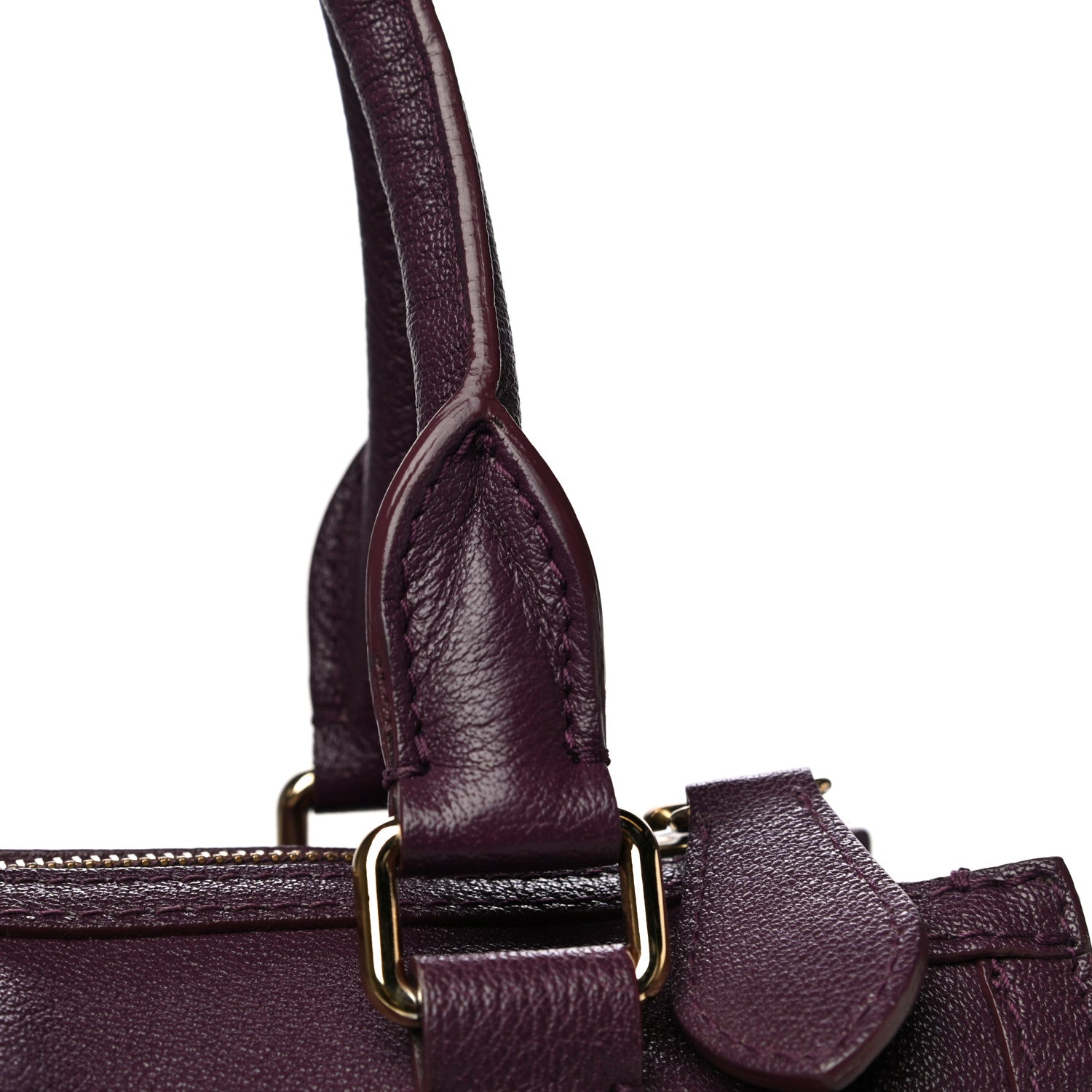 Burberry Grainy Calfskin Small Pilgrim Bowling Bag Plum 12 of 15