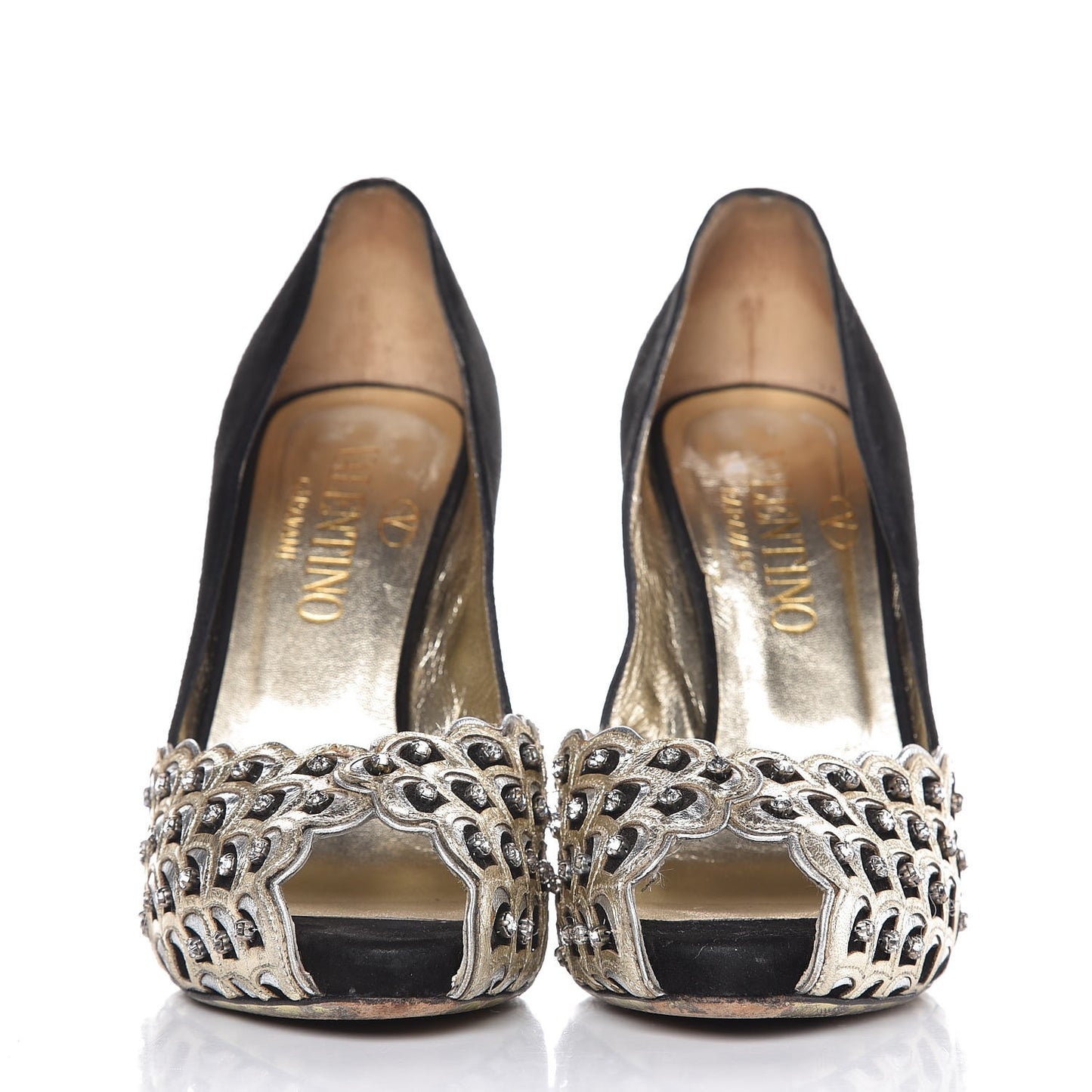 Suede Crystal Pumps 37 Black