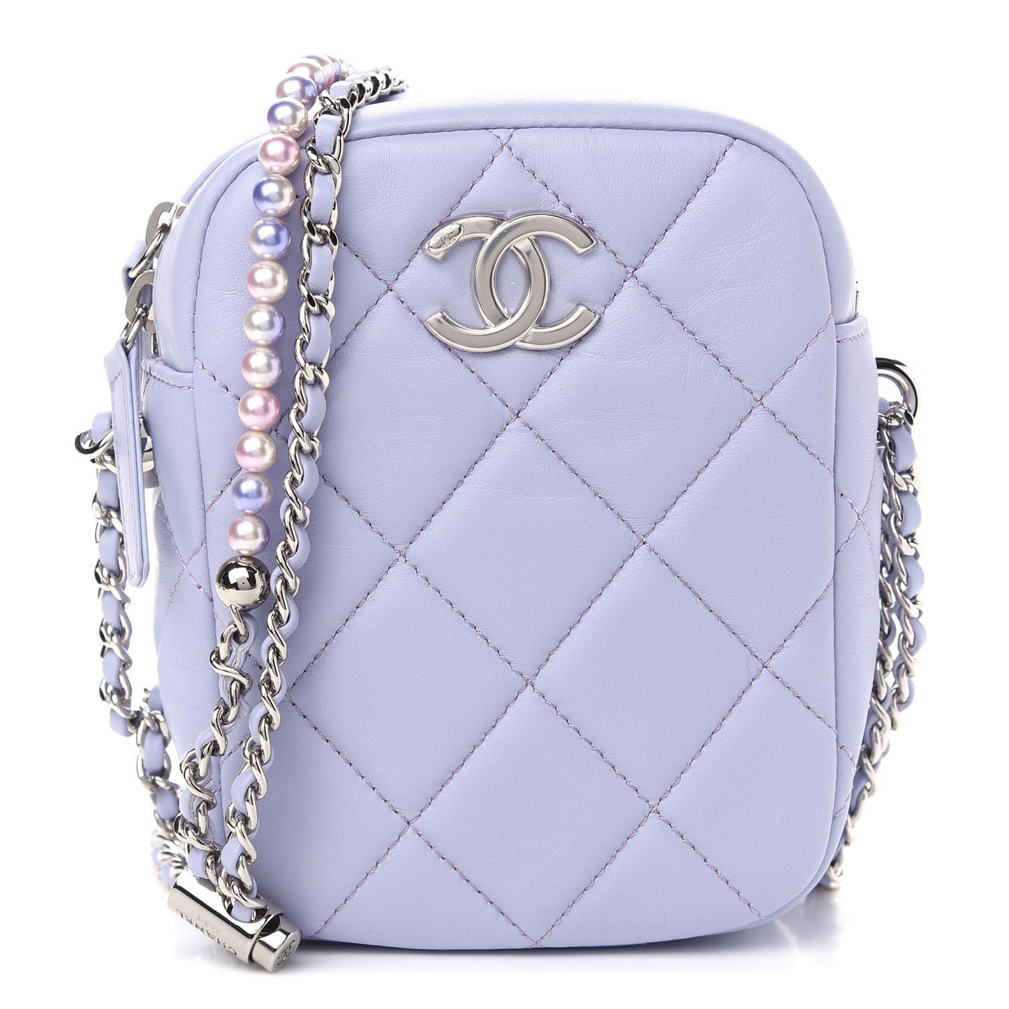 Lambskin Quilted Vertical My Perfect Camera Case Light Purple