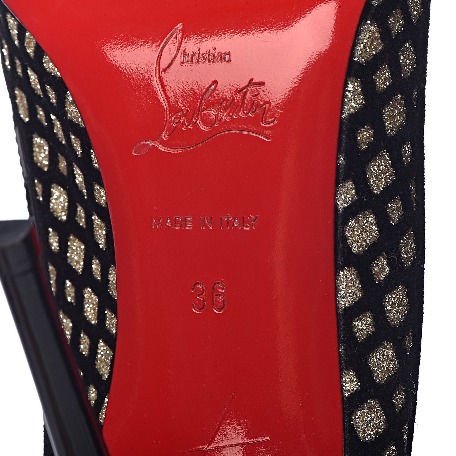 Christian Louboutin Glitter Floque Patent PVC Suspenodo Sling 100 Pumps 36 Platine Black 7 of 8