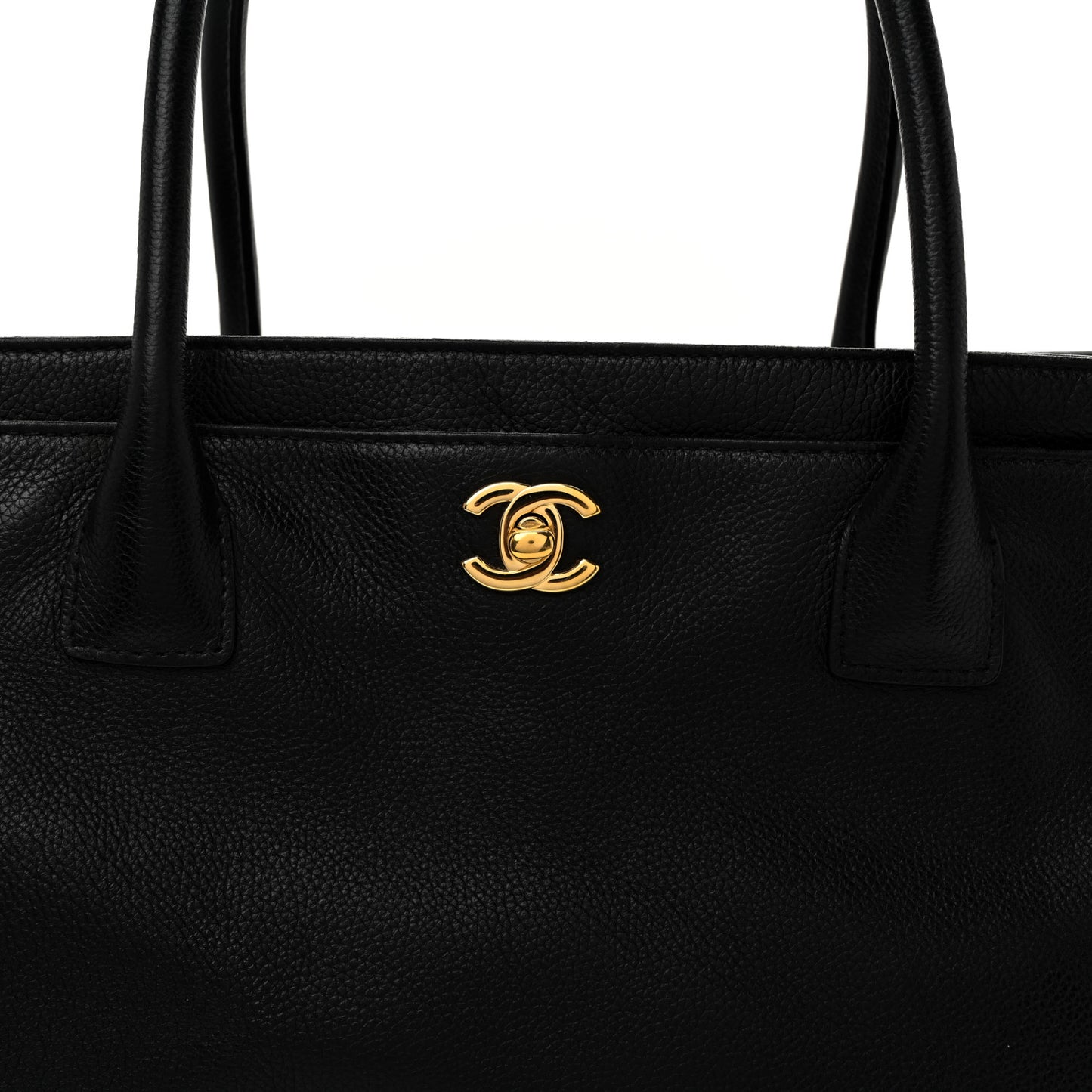 Calfskin Cerf Executive Shopper Tote Black