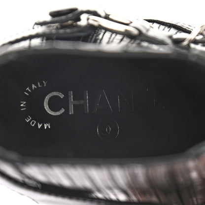 Chanel Goatskin Patent CC Cap Toe Chain Boots 36 Black 7 of 11