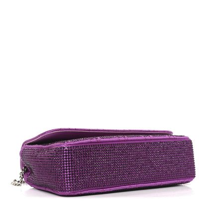 Versace Satin Crystal Virtus Chain Clutch Purple 4 of 10