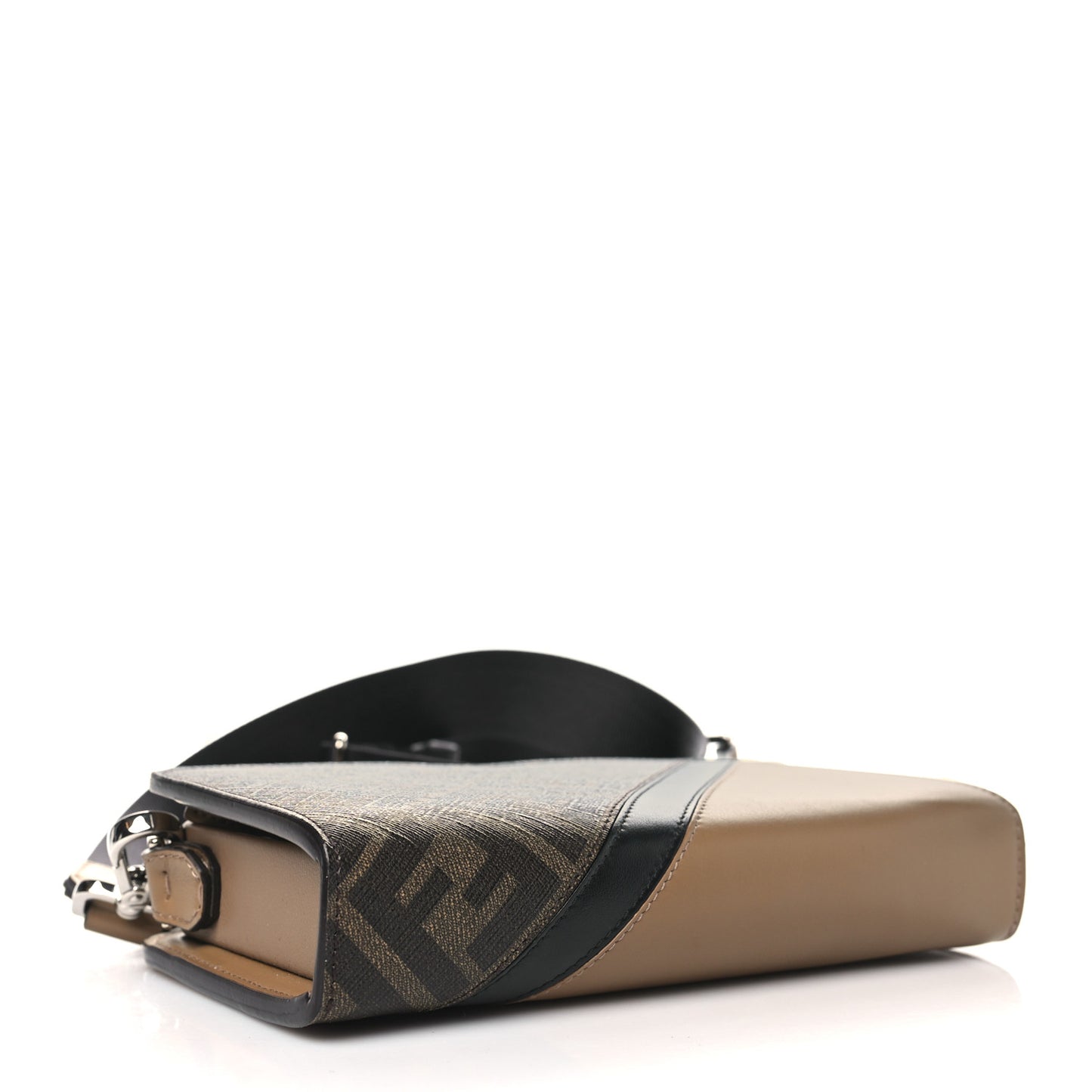 Glazed Fabric Vitello Liberty FF 1974 Diagonal Small Camera Case Tobacco Sand Black