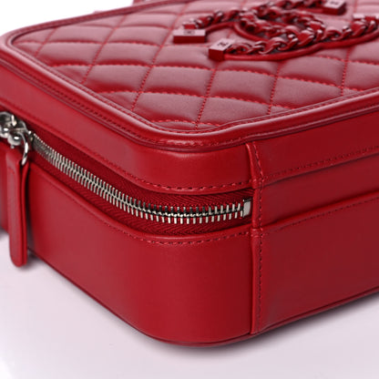 Chanel Lambskin Quilted Medium CC Filigree Vanity Case Dark Red 9 of 11