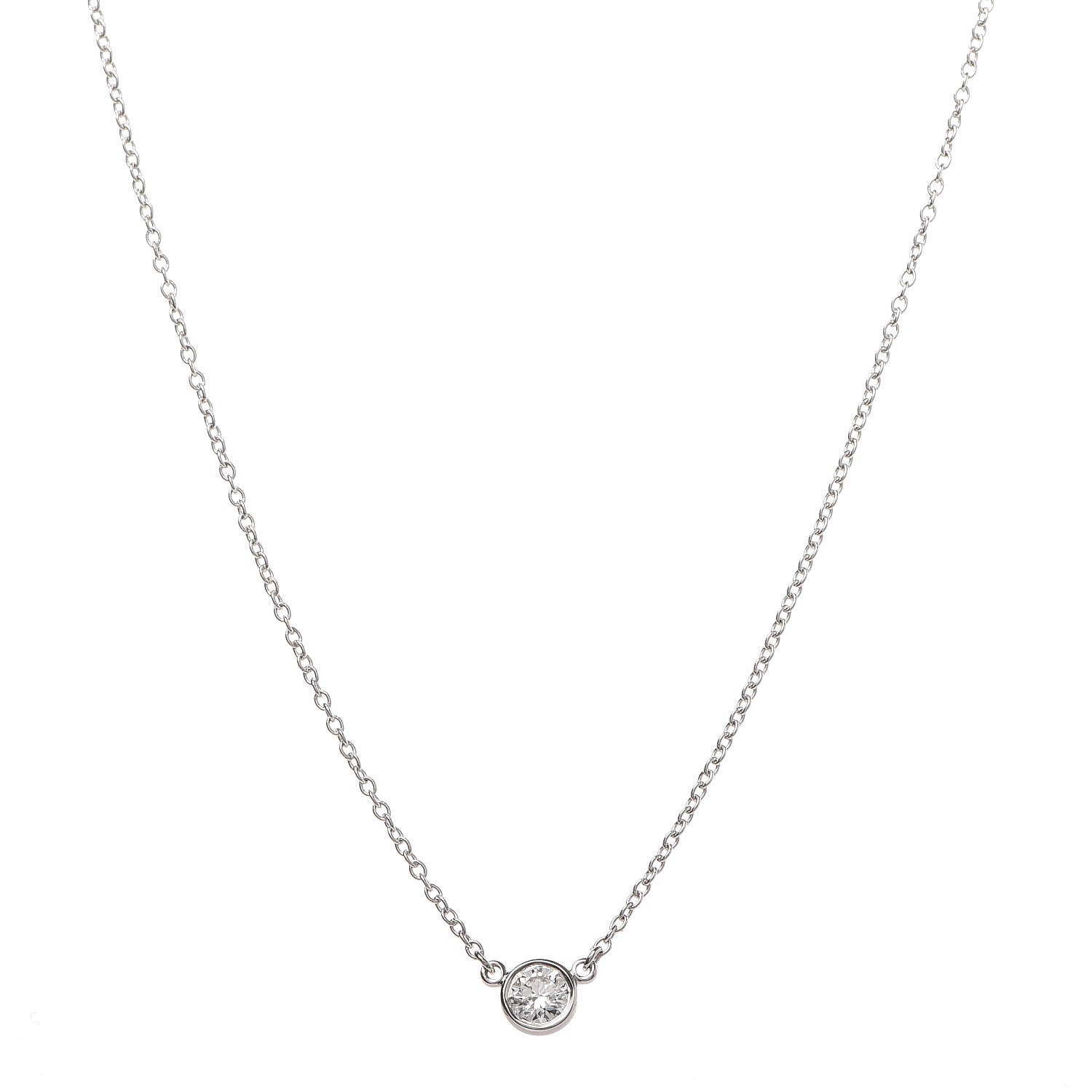 Tiffany Platinum Diamond .19ct Elsa Peretti Diamonds by the Yard Pendant Necklace 1 of 9