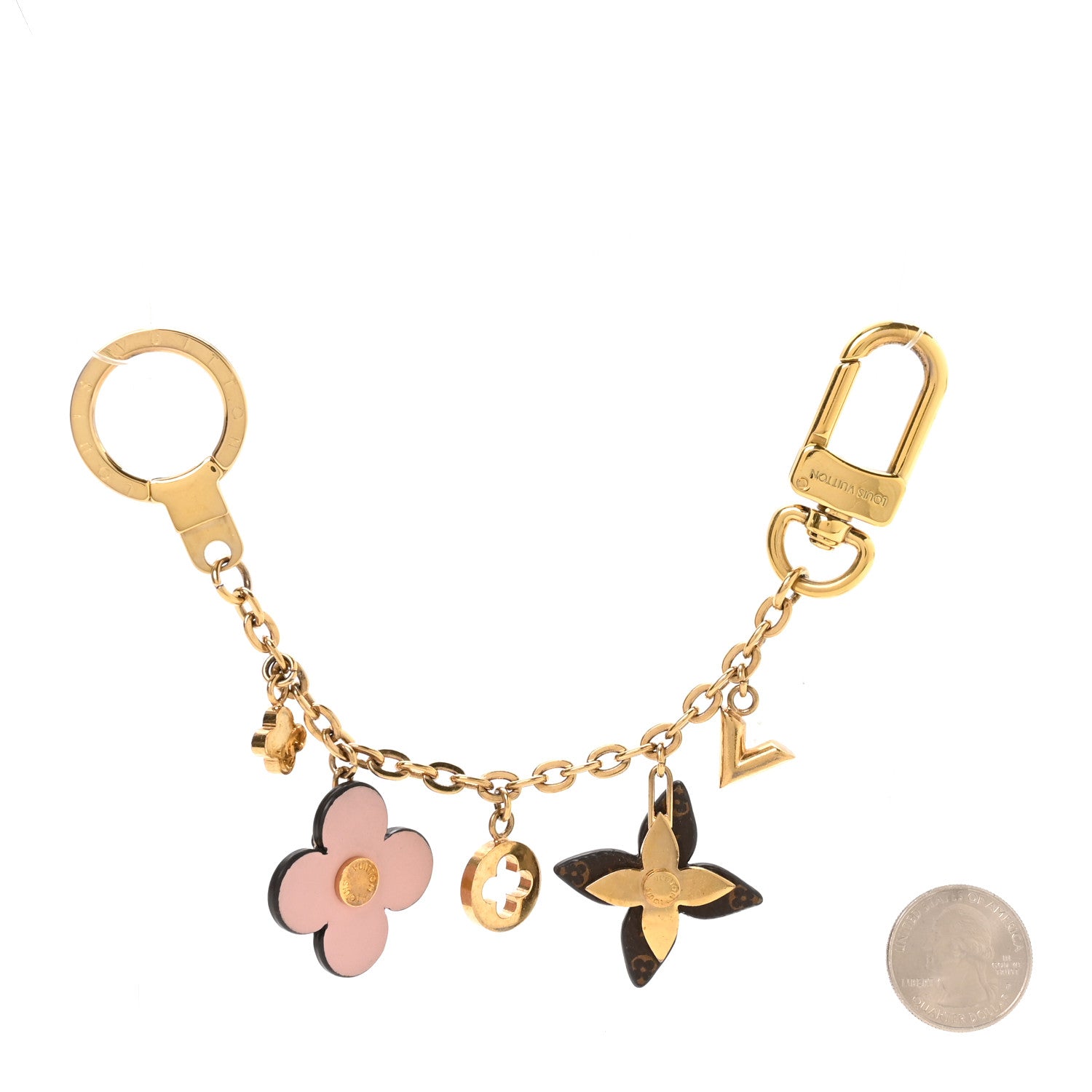 Louis Vuitton Brass Monogram Blooming Flowers Bag Charm Key Holder  Rose Ballerine 2 of 4