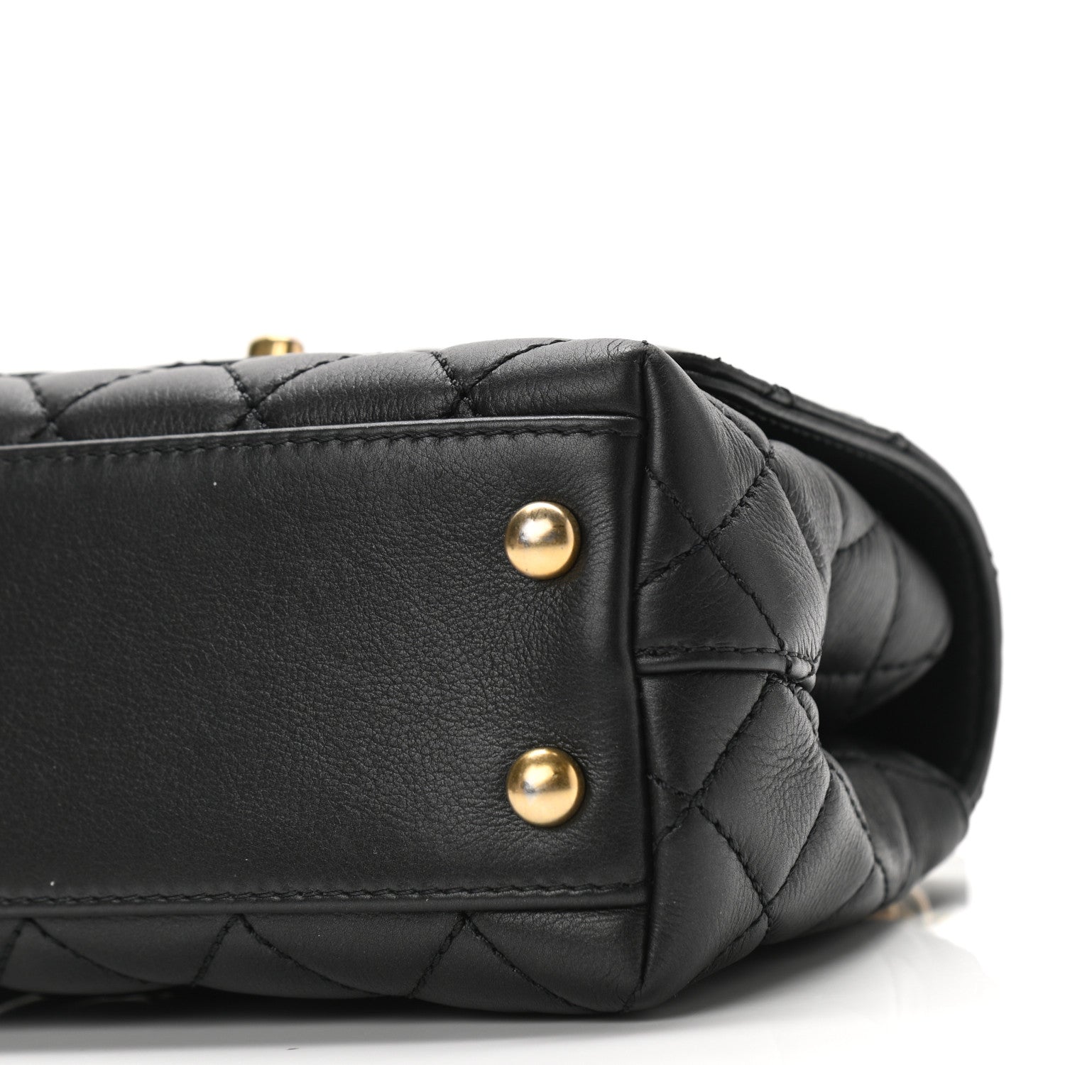 Chanel Calfskin Crystal Quilted Mini Coco Handle Flap Black Black 10 of 10