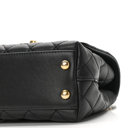 Chanel Calfskin Crystal Quilted Mini Coco Handle Flap Black Black 10 of 10