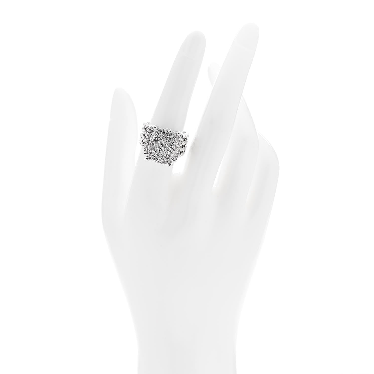 David Yurman Sterling Silver Diamond 16mm Wheaton Ring 54 7 2 of 6